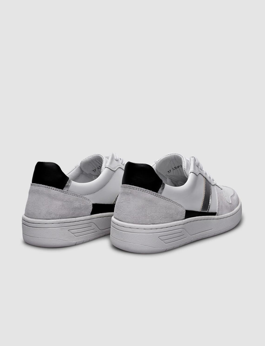100% Genuine Leather White - Silver Lace-up Women's Athletic Shoes
