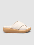 100% Genuine Leather Off-White Women's Slippers