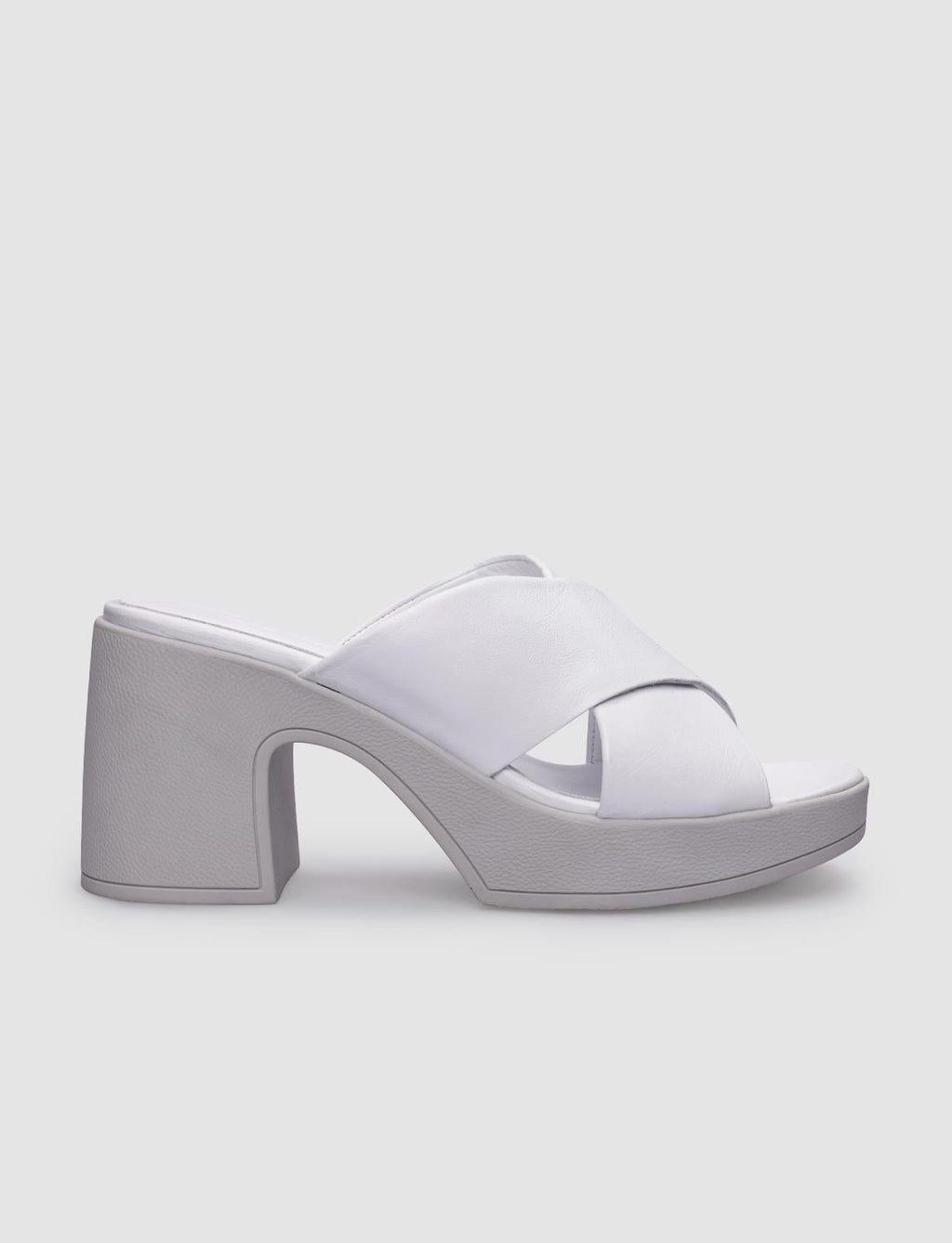 100% Genuine Leather White Women's High-Heeled Slippers