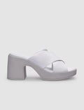 100% Genuine Leather White Women's High-Heeled Slippers