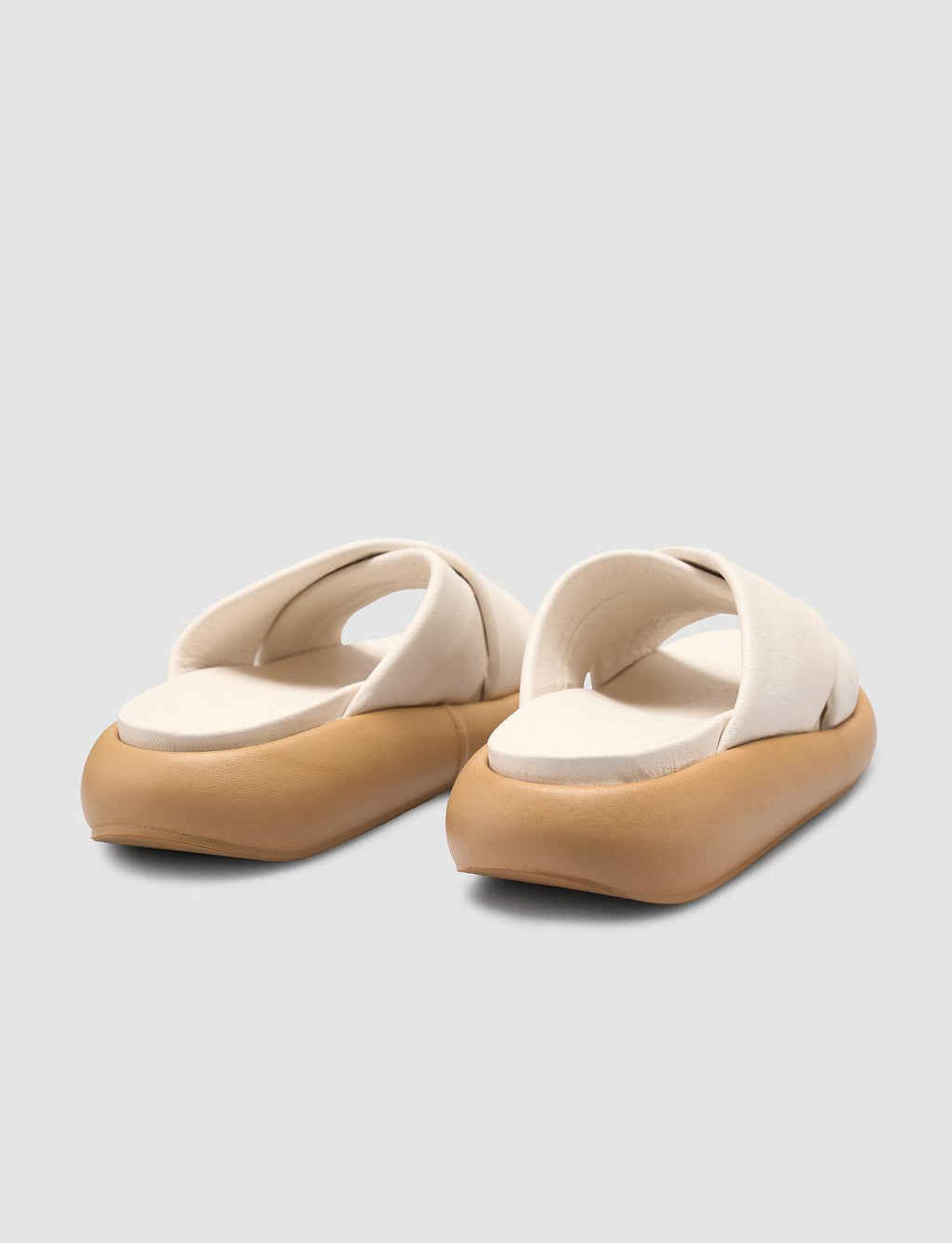 100% Genuine Leather Off-White Women's Slippers