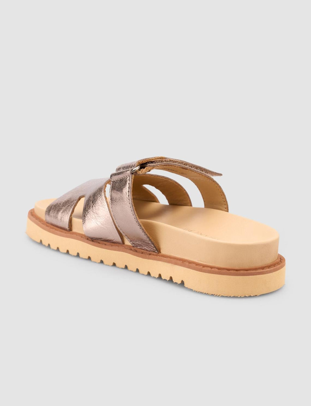 100% Genuine Leather Shiny Bronze Women's Slippers