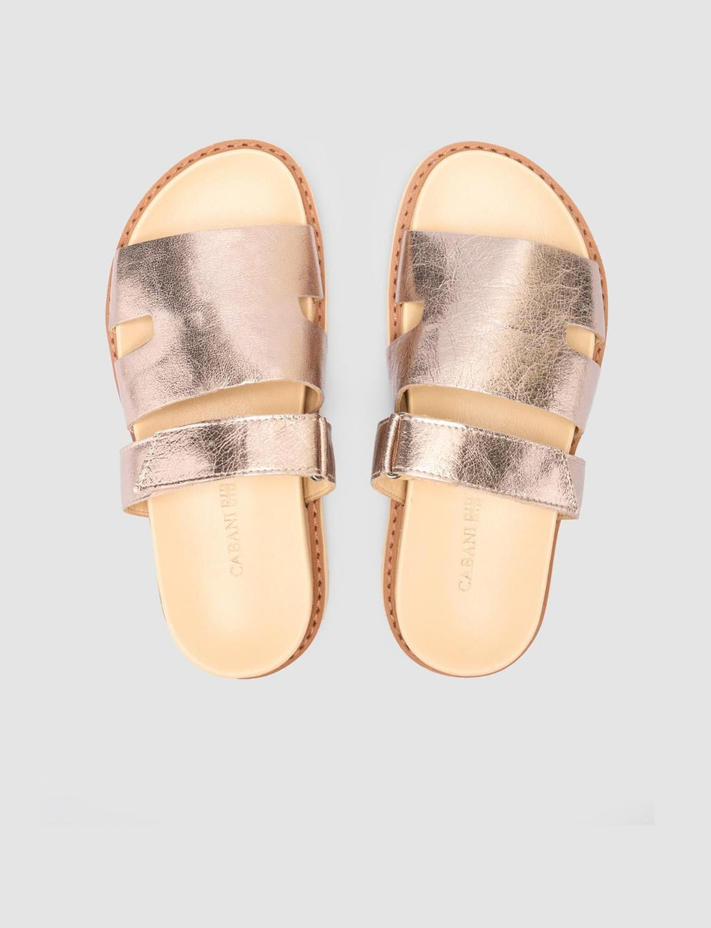 100% Genuine Leather Shiny Bronze Women's Slippers