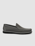 100% Genuine Leather Grey Men's Loafer