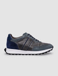 100% Genuine Leather Grey Lace-up Men's Sneaker