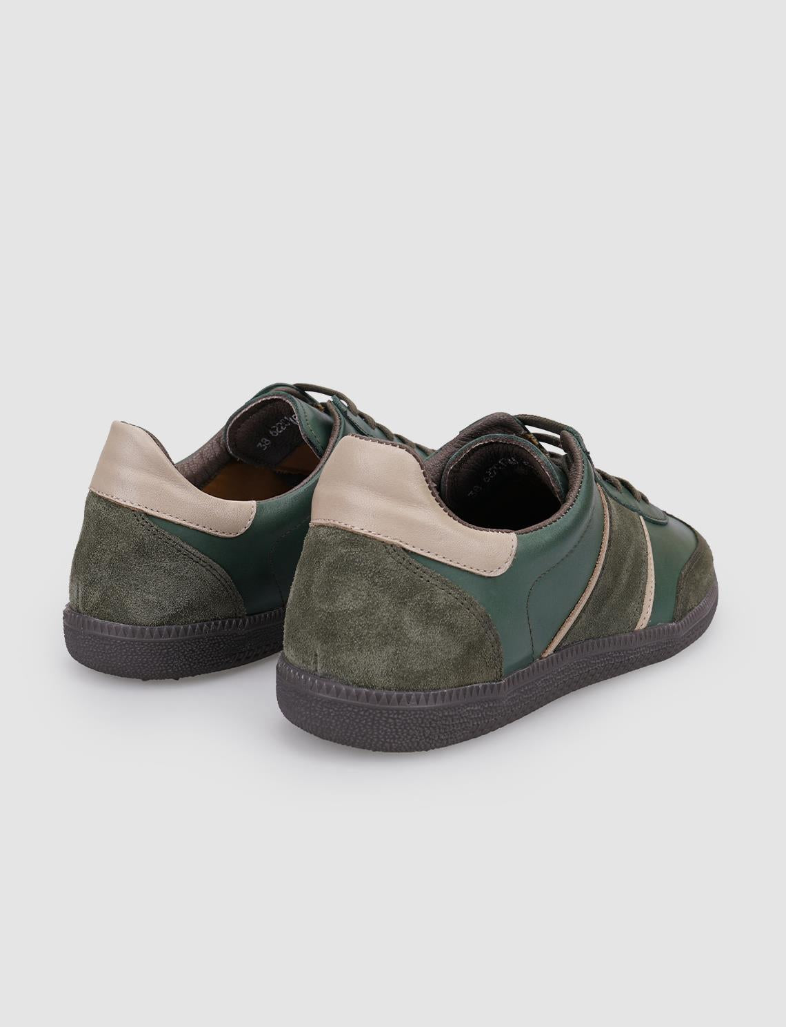 100% Genuine Leather Khaki Lace-up Women's Sneaker