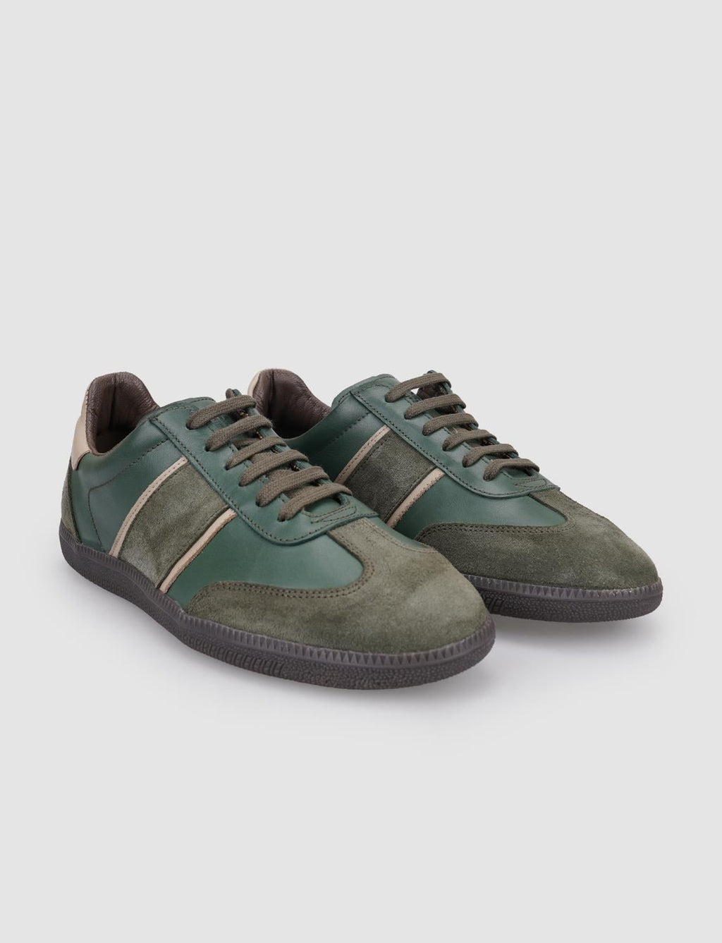 100% Genuine Leather Khaki Lace-up Women's Sneaker