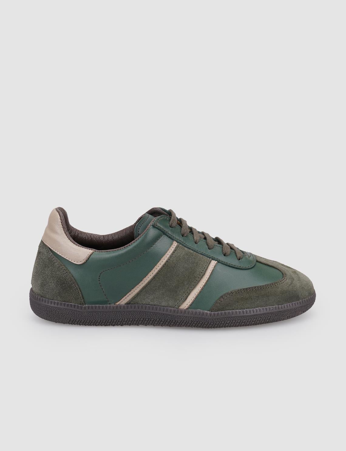 100% Genuine Leather Khaki Lace-up Women's Sneaker