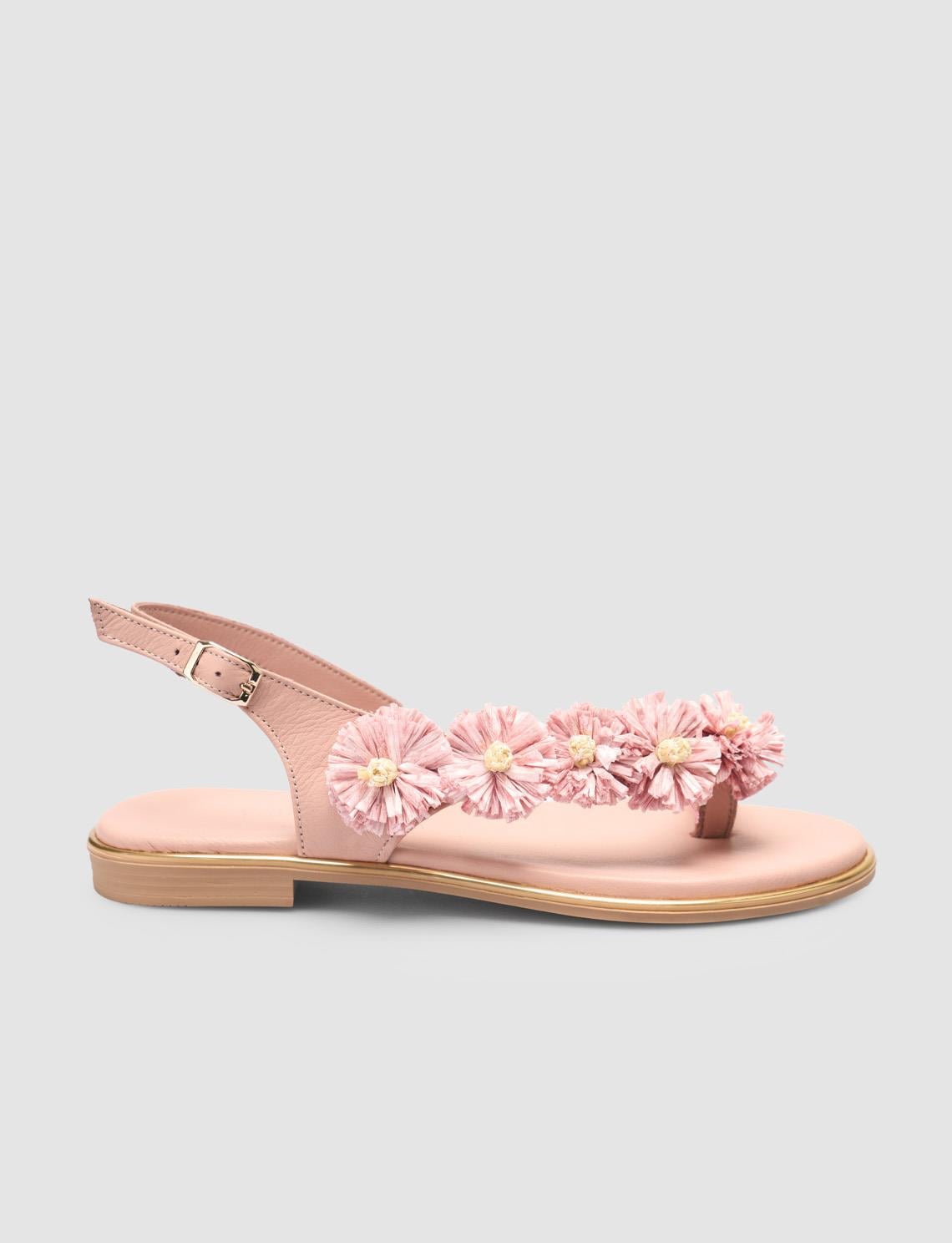 100% Genuine Leather Pink Women's Sandals