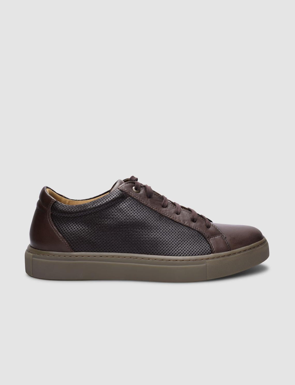 100% Genuine Leather Brown Lace-up Men's Sneaker