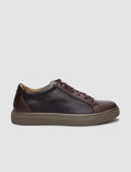 100% Genuine Leather Brown Lace-up Men's Sneaker