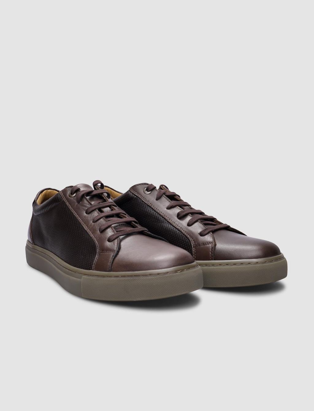 100% Genuine Leather Brown Lace-up Men's Sneaker