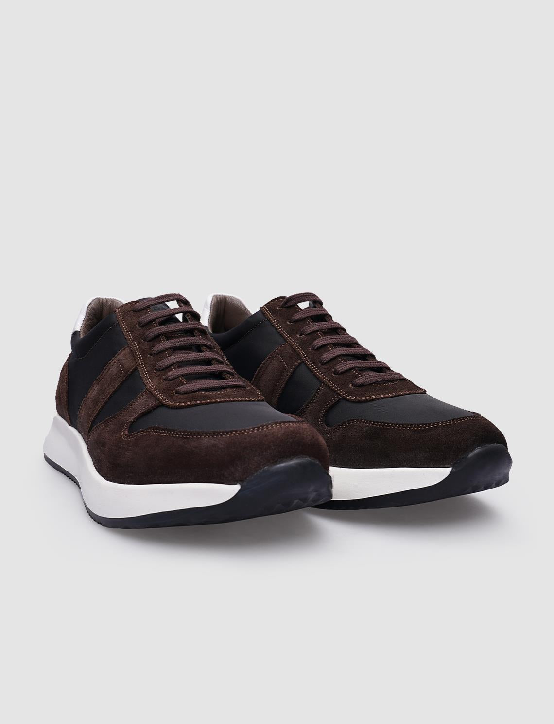 100% Genuine Leather Brown Suede Lace-up Men's Sneaker