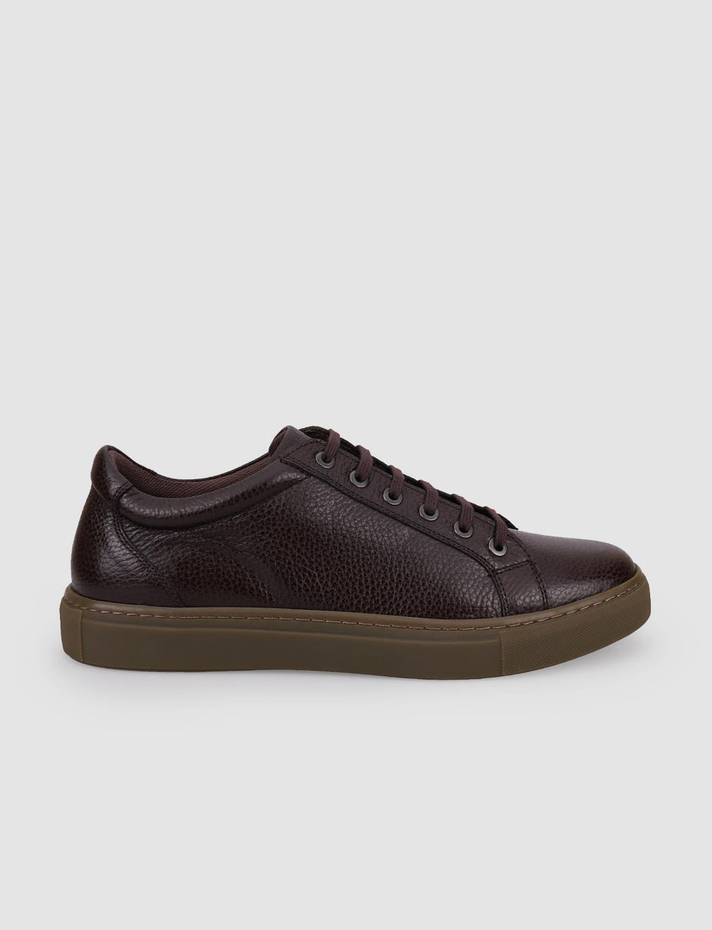 100% Genuine Leather Brown Lace-up Men's Sneaker