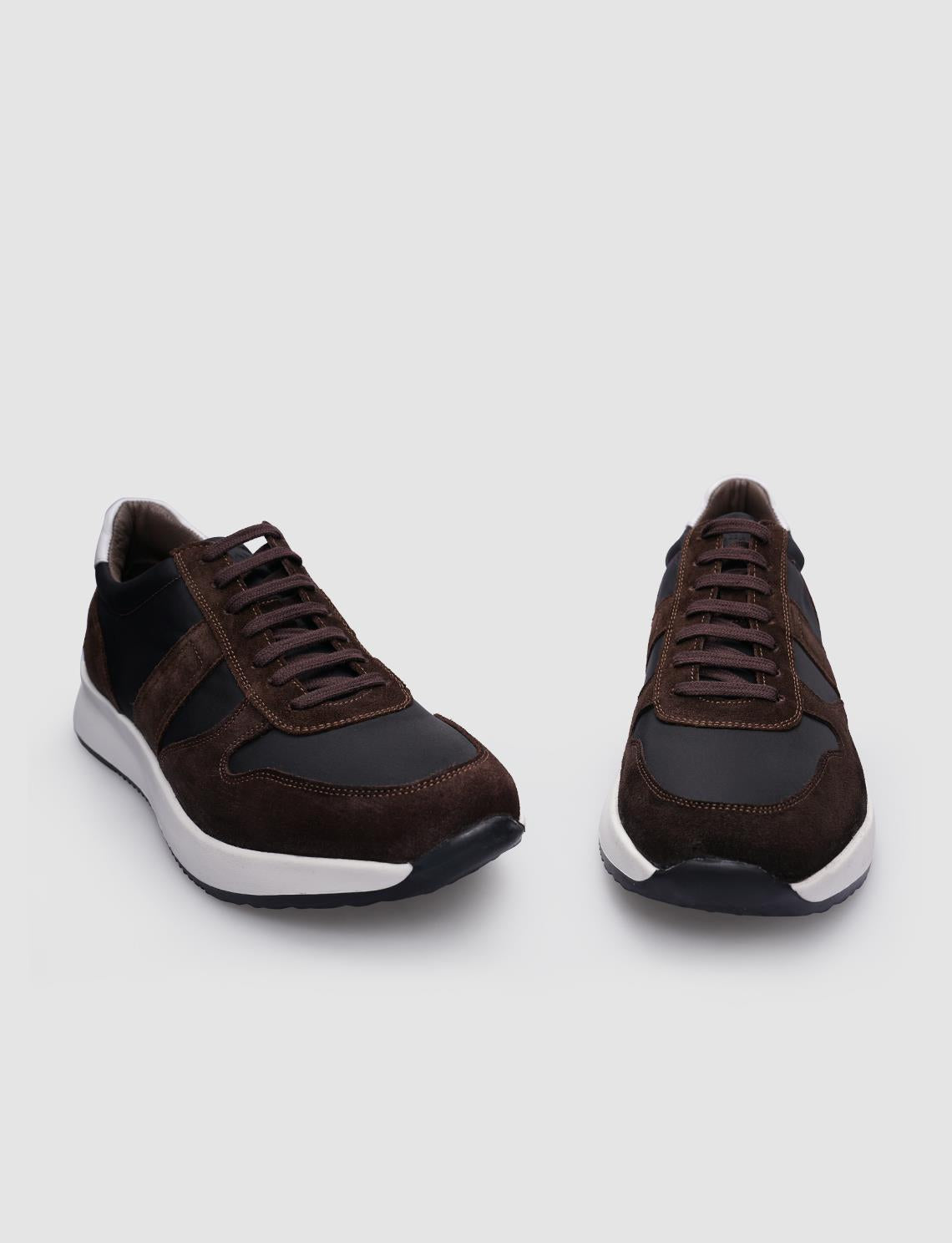100% Genuine Leather Brown Suede Lace-up Men's Sneaker