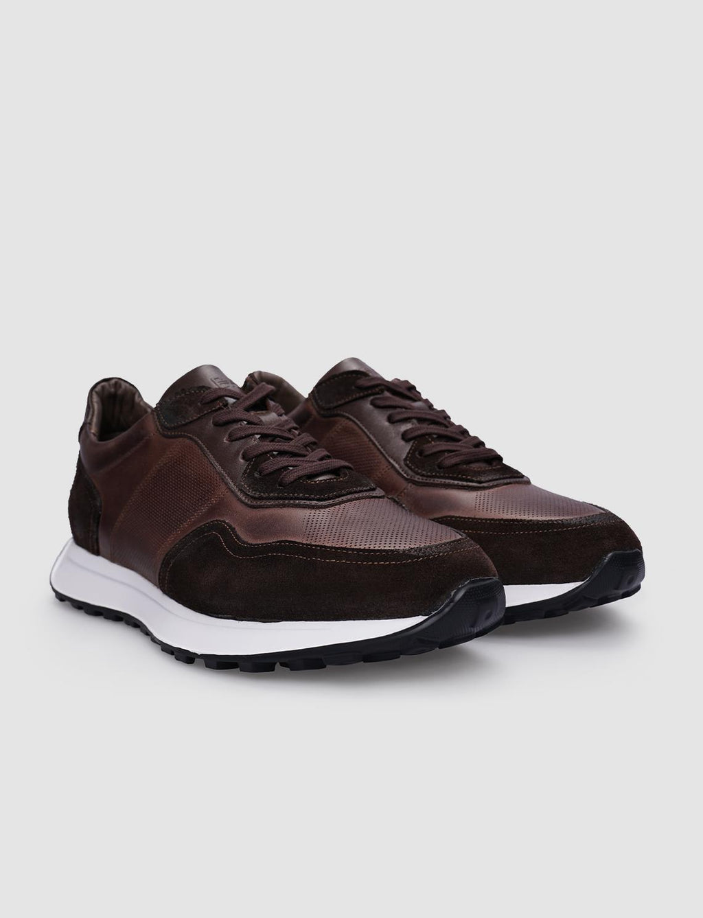 100% Genuine Leather Brown Lace-up Men's Sneaker