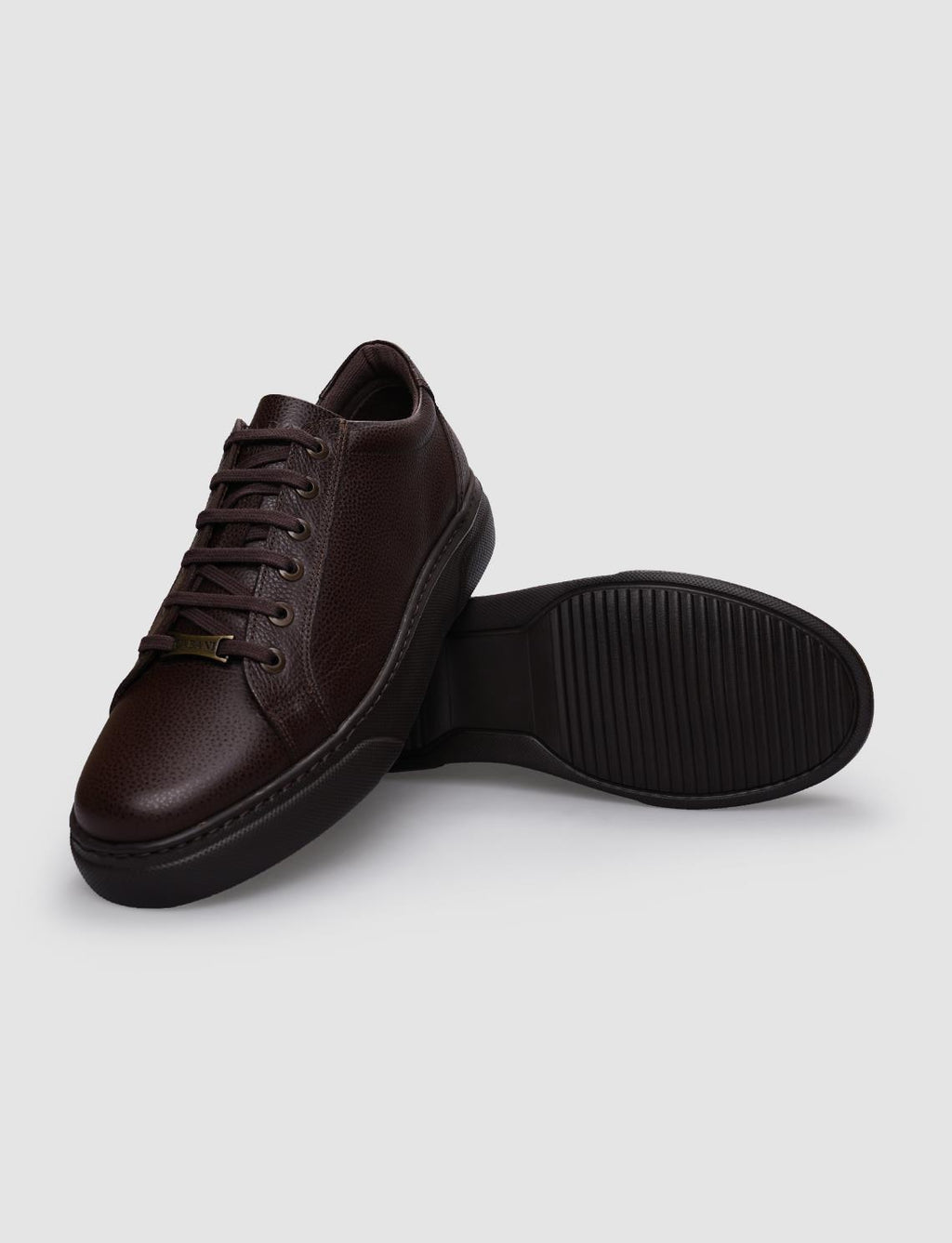 100% Genuine Leather Brown Lace-up Men's Sneaker