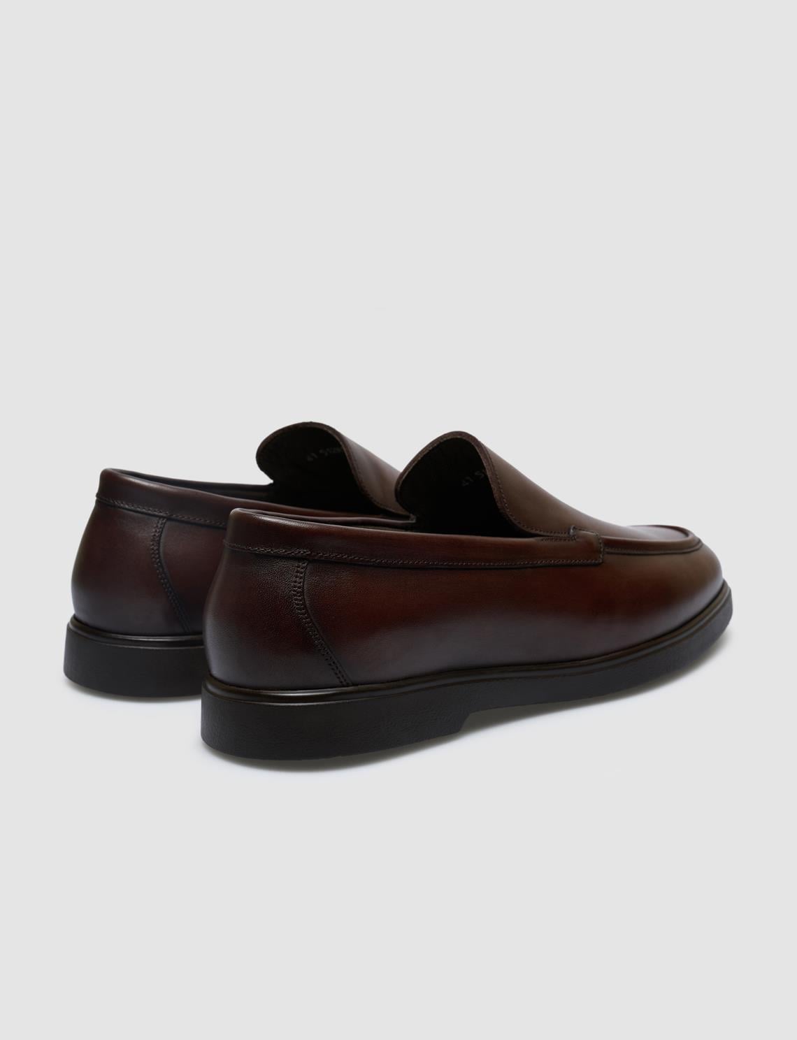 100% Genuine Leather Brown Men's Loafer