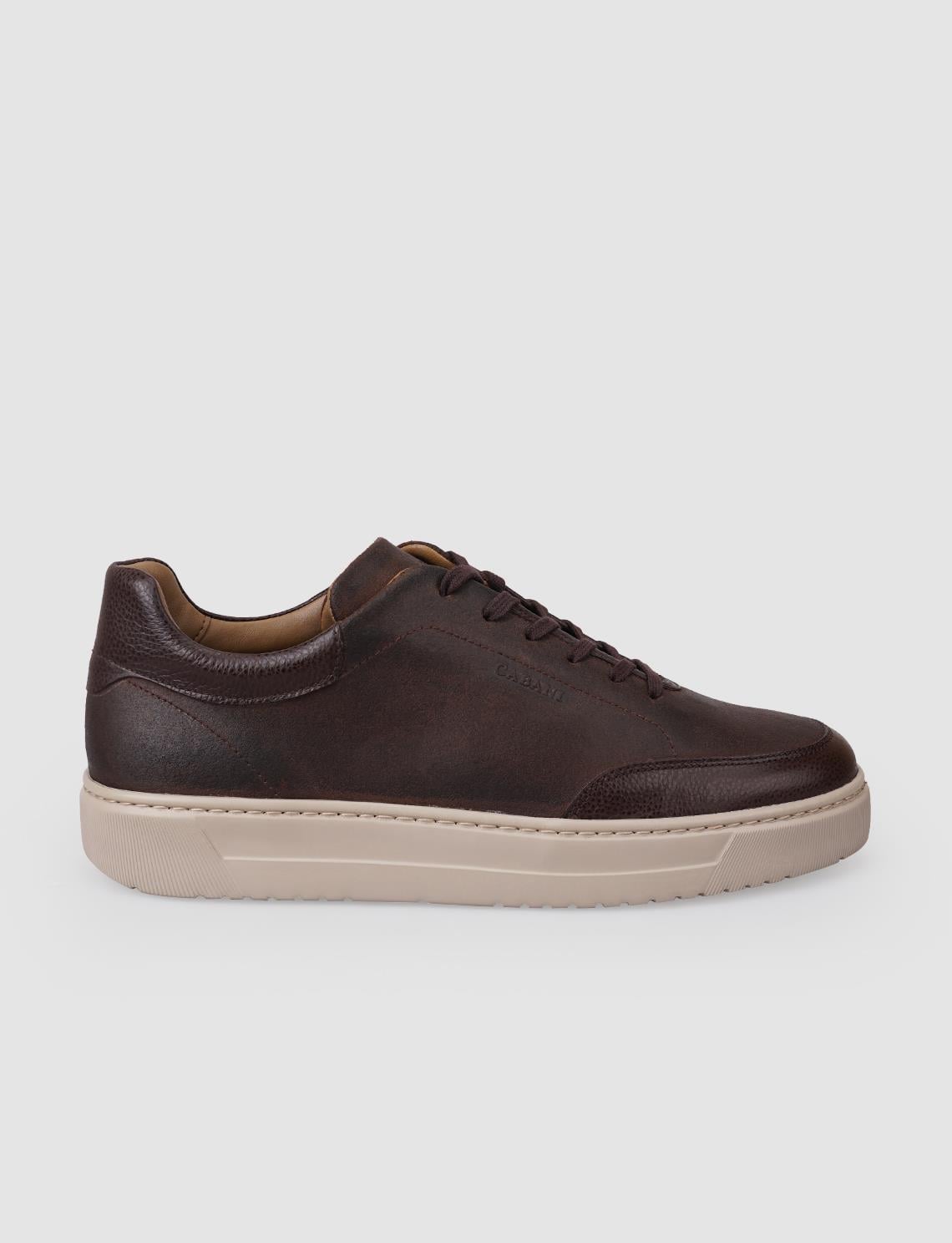 100% Genuine Leather Brown Lace-up Men's Athletic Shoes