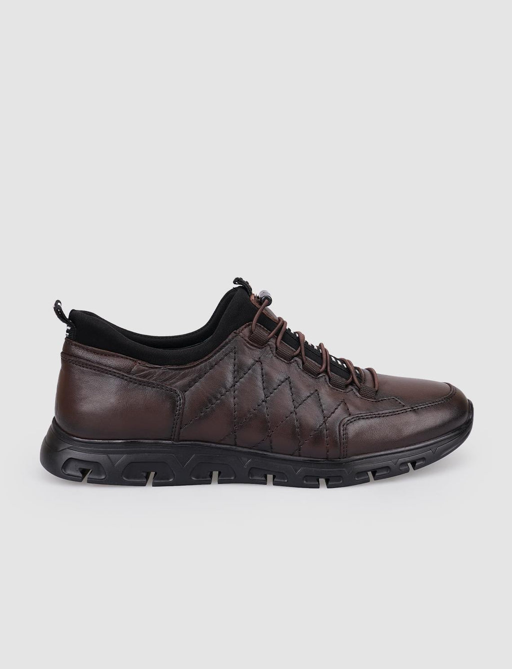 100% Genuine Leather Brown Clip-Lace Men's Casual Shoes