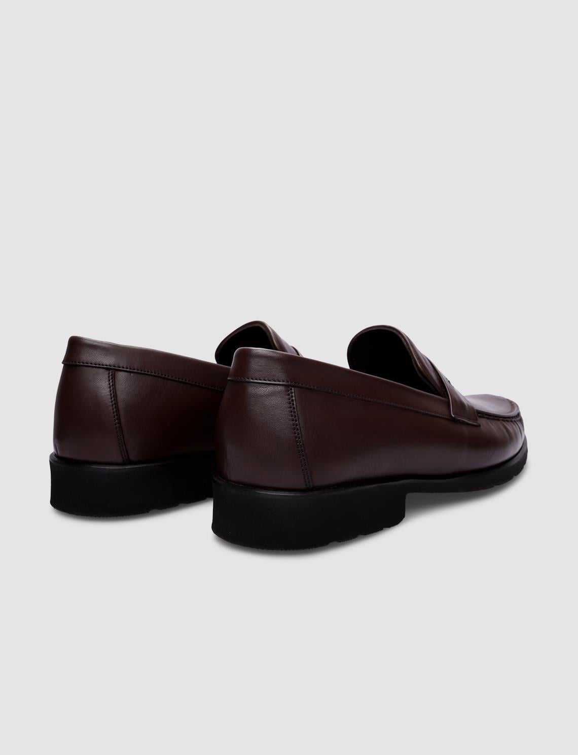 100% Genuine Leather Brown Laceless Men's Casual Shoes