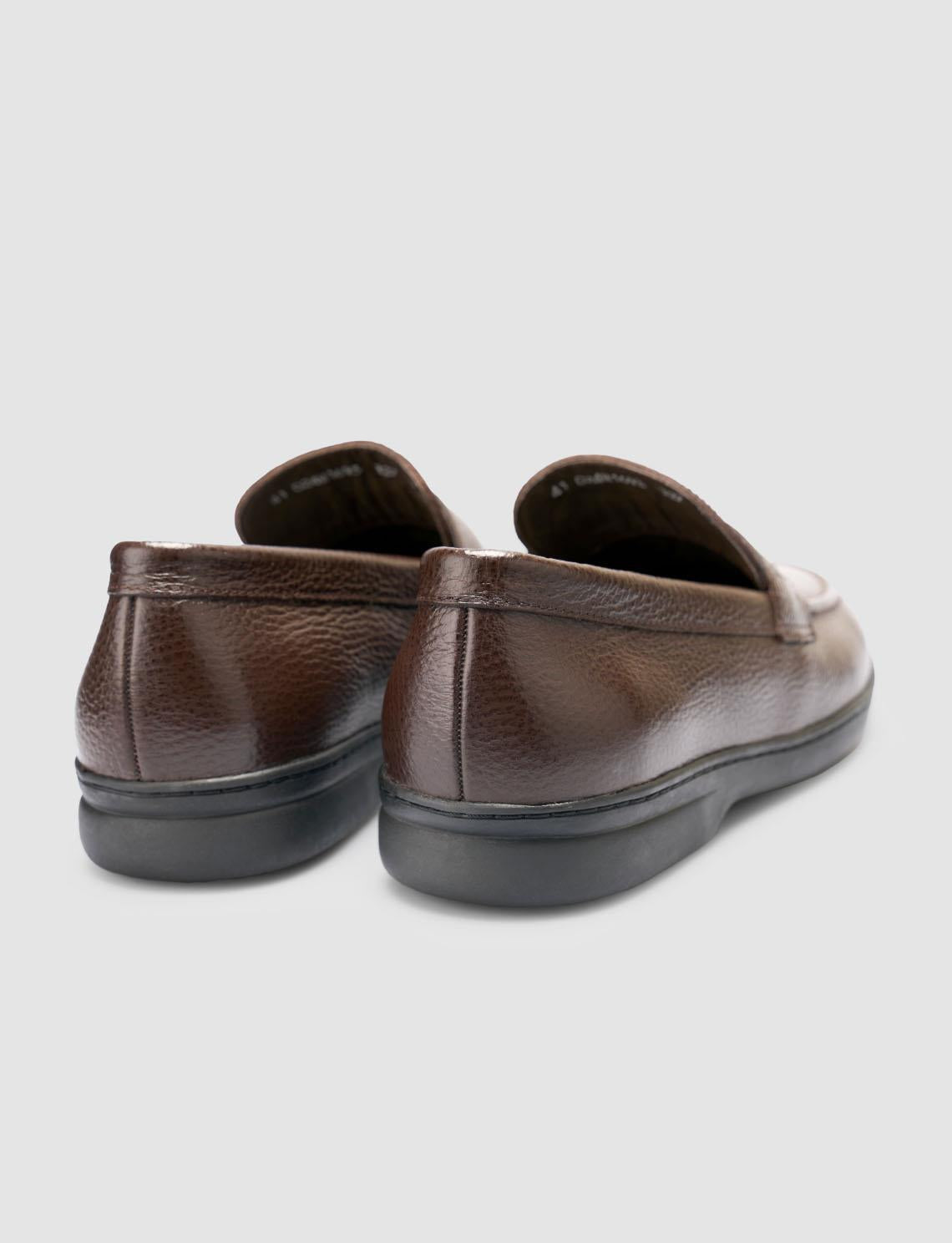 100% Genuine Leather Dark Brown Plain Men's Loafer