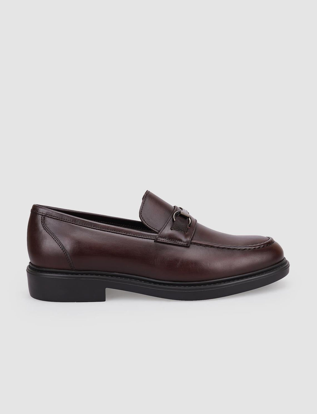 100% Genuine Leather Brown Buckle Men's Loafer