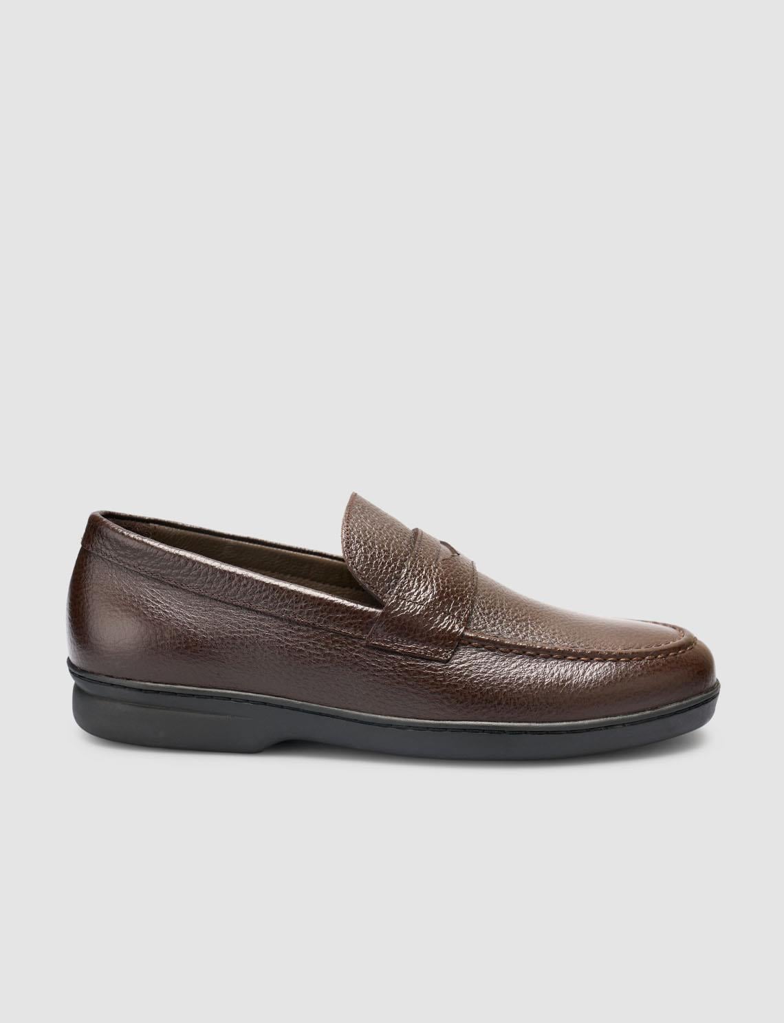 100% Genuine Leather Dark Brown Plain Men's Loafer