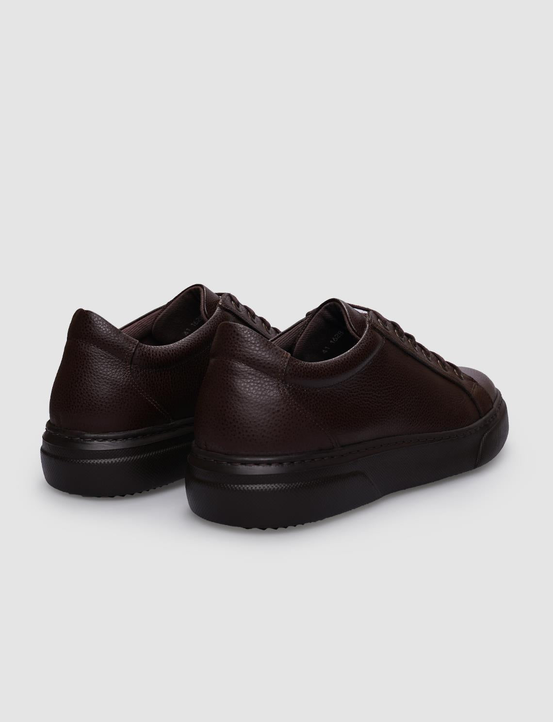 100% Genuine Leather Brown Lace-up Men's Sneaker