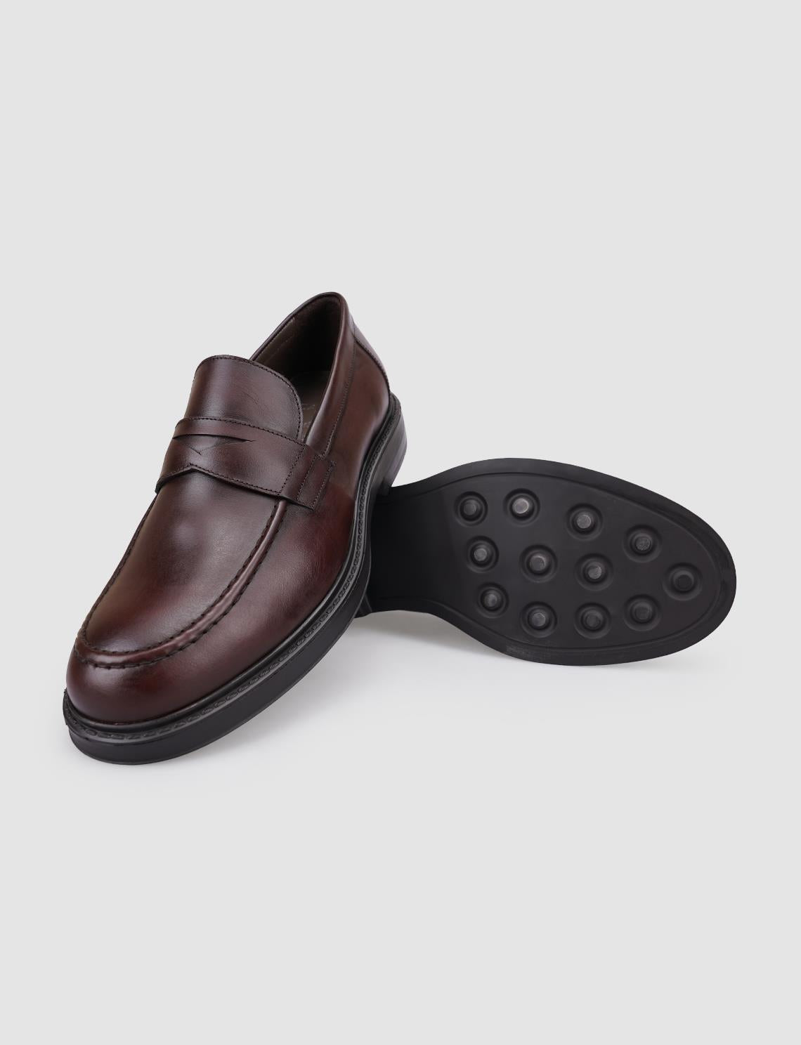 100% Genuine Leather Brown Men's Casual Shoes