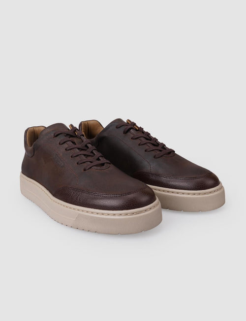 100% Genuine Leather Brown Lace-up Men's Athletic Shoes