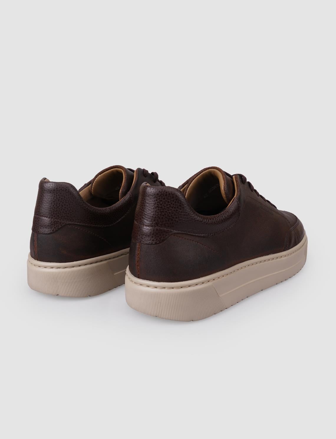 100% Genuine Leather Brown Lace-up Men's Athletic Shoes