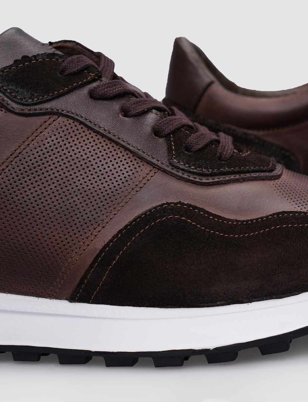 100% Genuine Leather Brown Lace-up Men's Sneaker