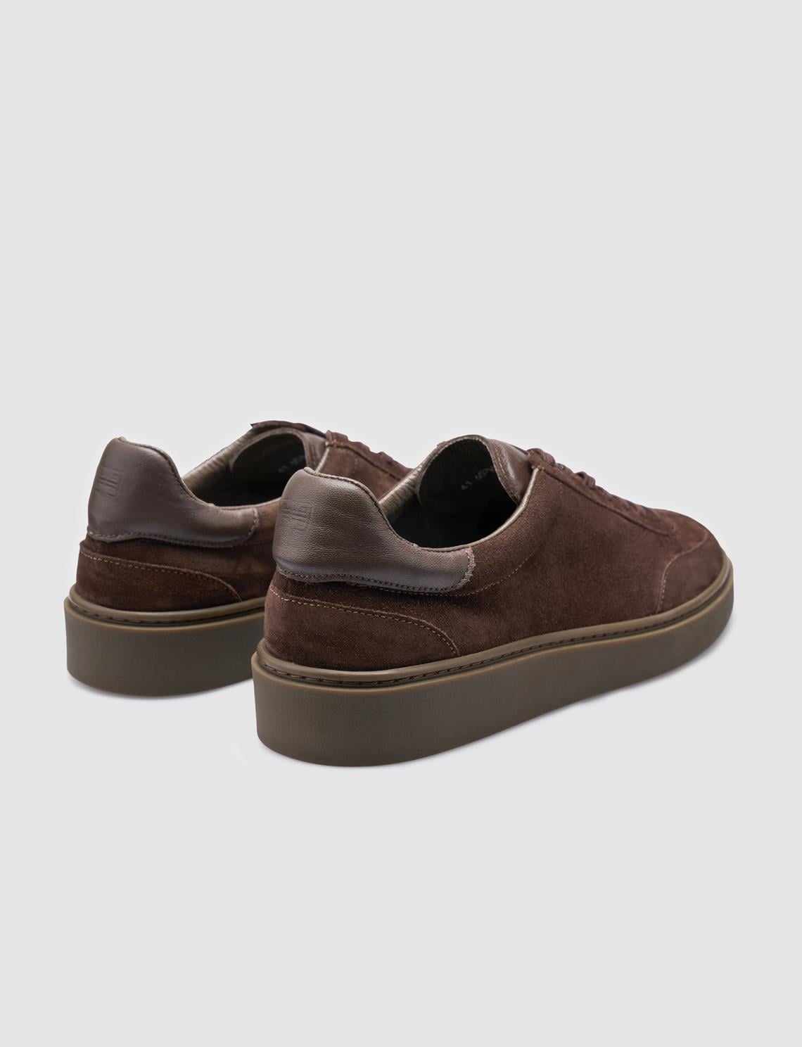 100% Genuine Leather Brown Suede Men's Athletic Shoes