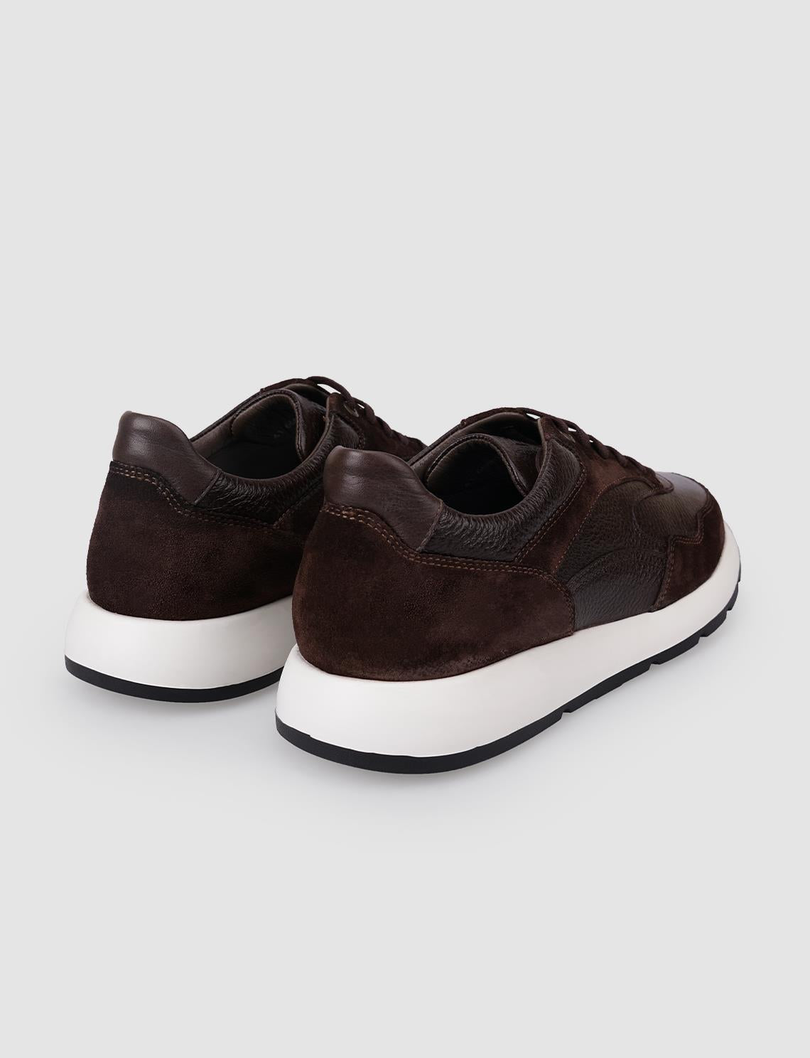100% Genuine Leather Brown Men's Athletic Shoes