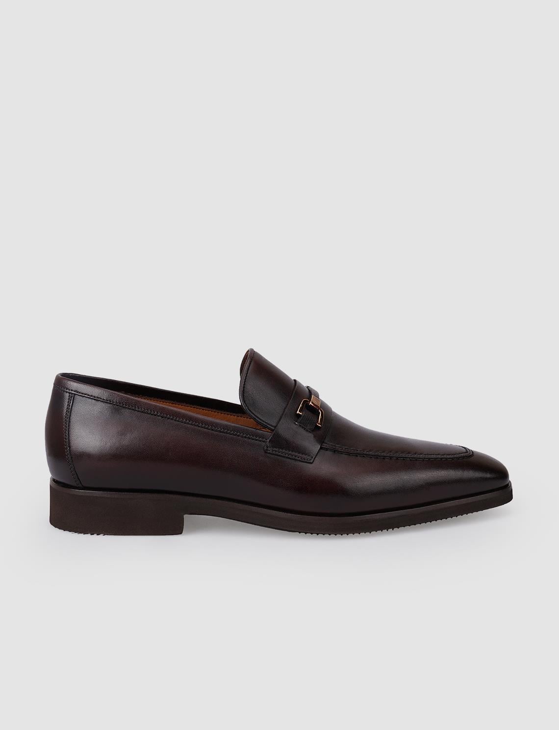 100% Genuine Leather Brown Buckle Men's Classic Shoes