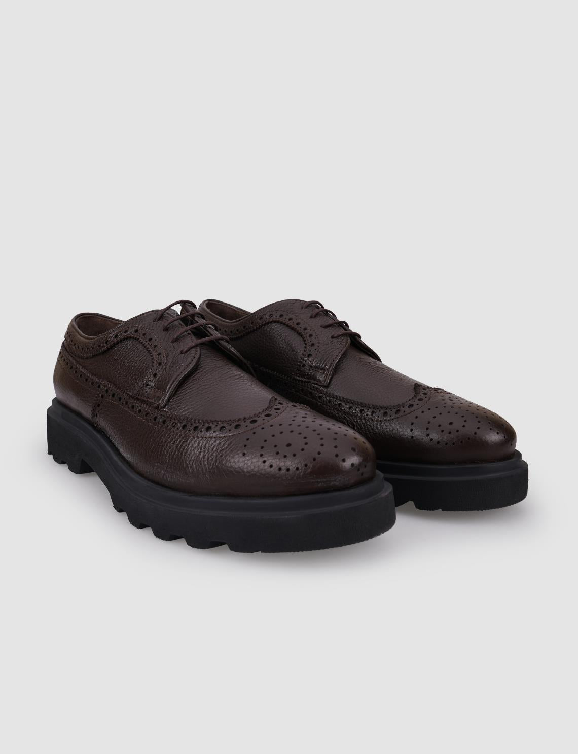 100% Genuine Leather Brown Lace-up Men's Casual Shoes