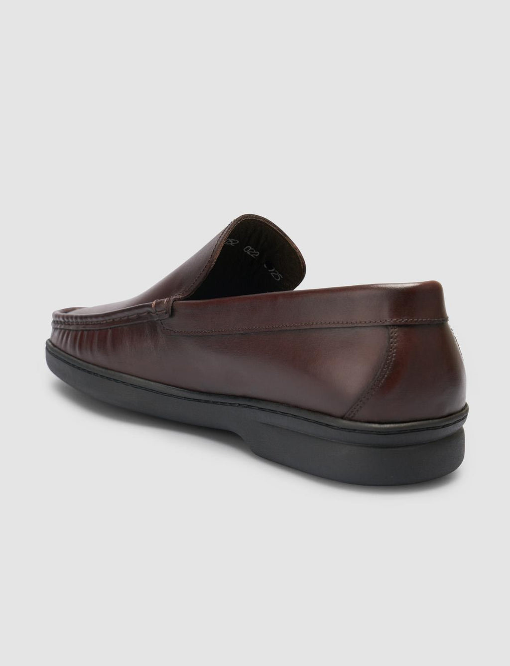 100% Genuine Leather Brown Loafer Shoes with Stitching Detail