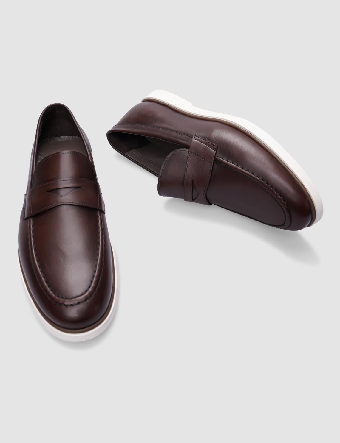 100% Genuine Leather Brown Men's Casual Shoes