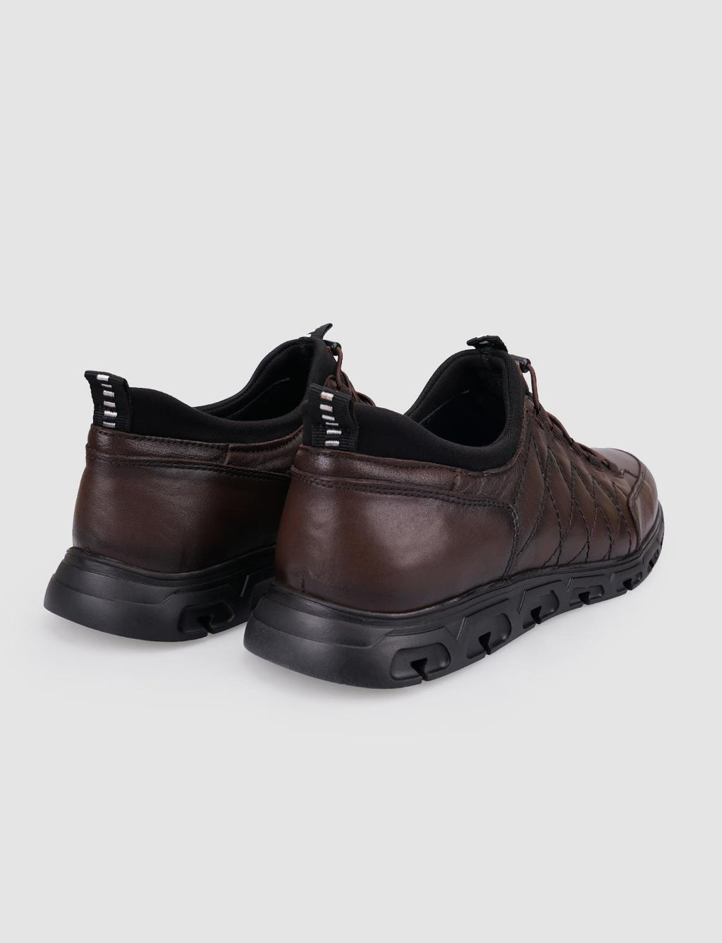 100% Genuine Leather Brown Clip-Lace Men's Casual Shoes