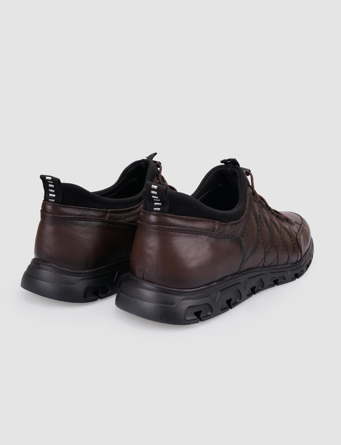 100% Genuine Leather Brown Clip-Lace Men's Casual Shoes