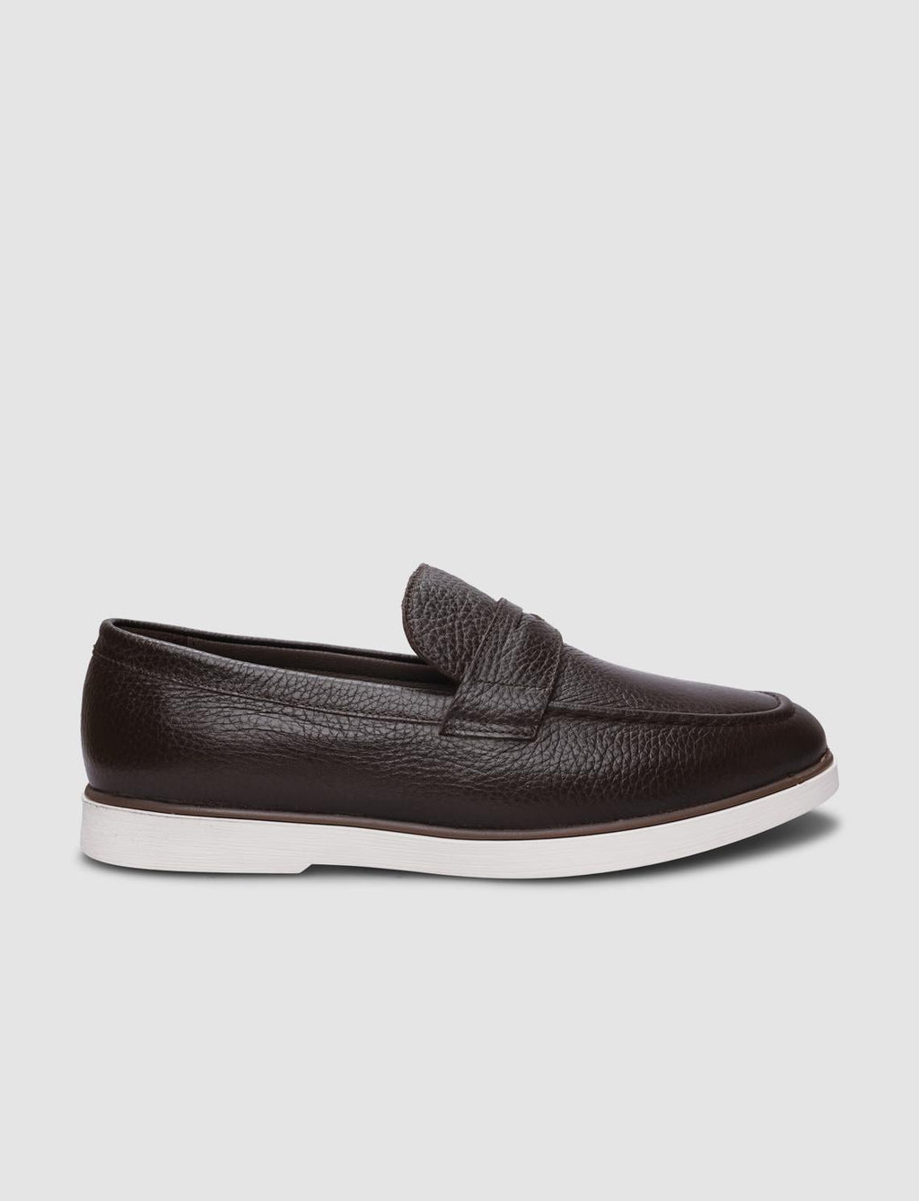 100% Genuine Leather Textured Brown Men's Casual Shoes