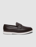 100% Genuine Leather Textured Brown Men's Casual Shoes