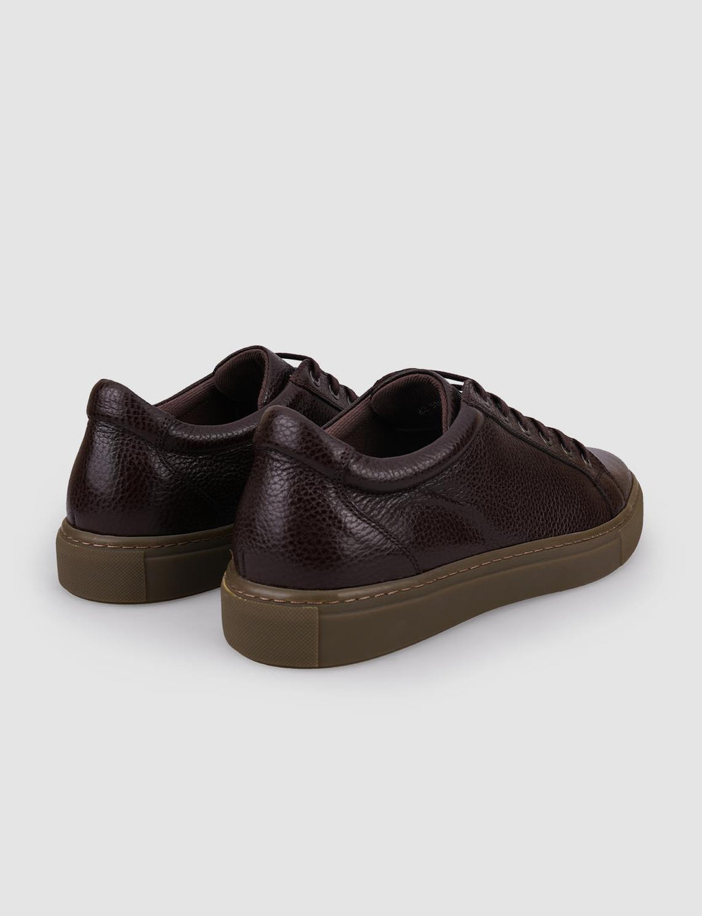100% Genuine Leather Brown Lace-up Men's Sneaker