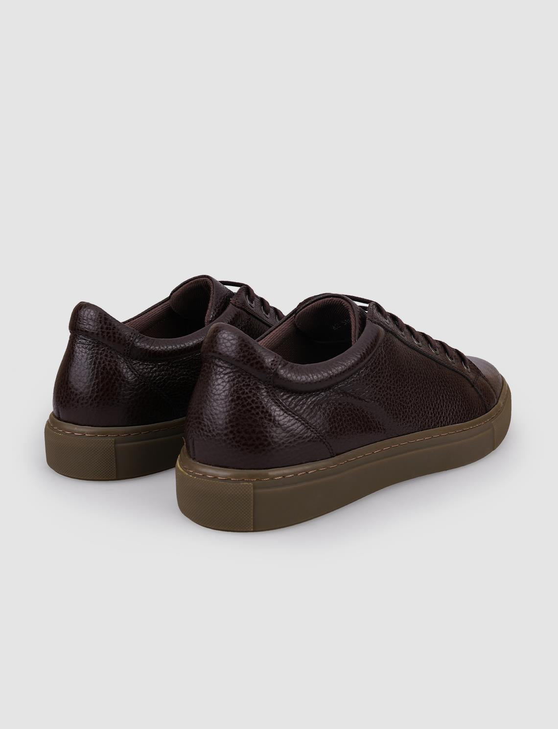 100% Genuine Leather Brown Lace-up Men's Sneaker
