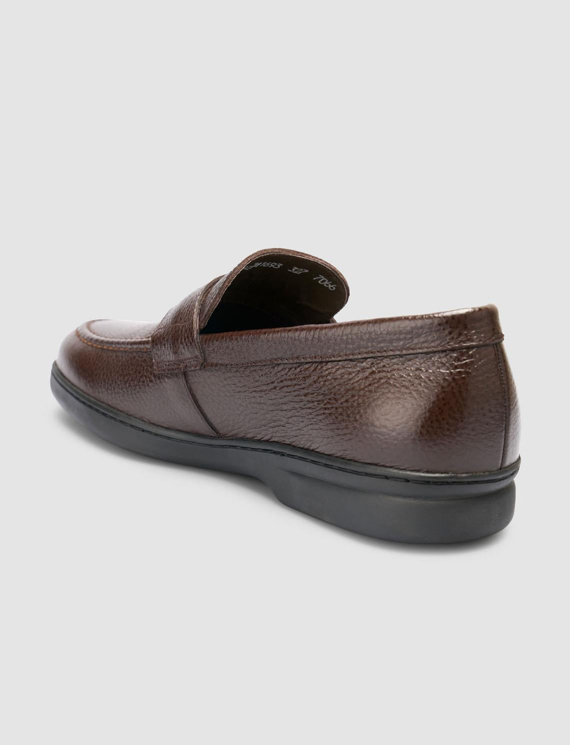 100% Genuine Leather Dark Brown Plain Men's Loafer