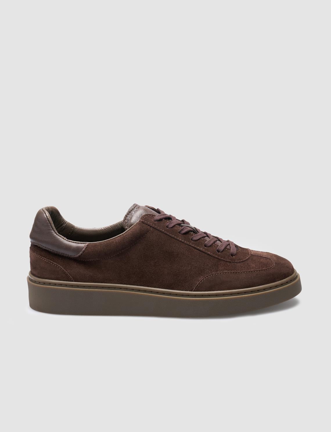100% Genuine Leather Brown Suede Men's Athletic Shoes