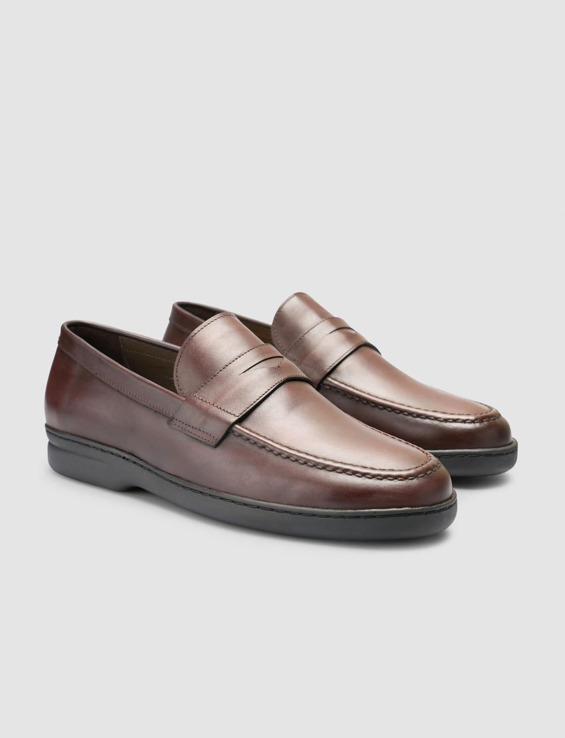 100% Genuine Leather Plain Brown Men's Loafer