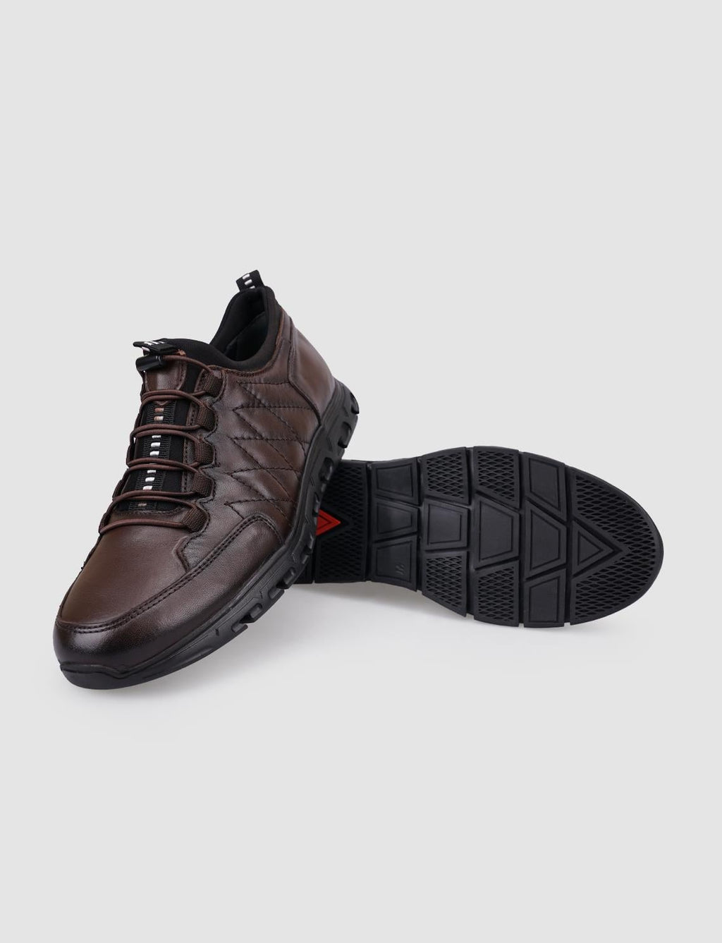 100% Genuine Leather Brown Clip-Lace Men's Casual Shoes