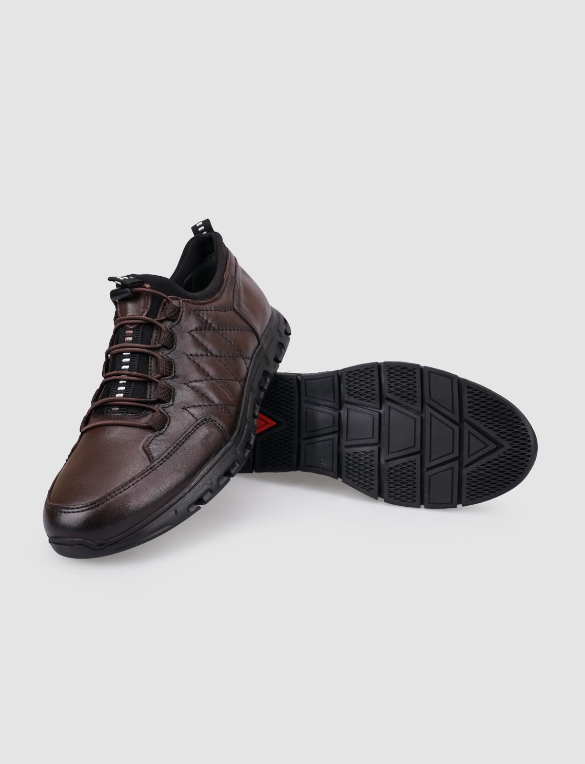 100% Genuine Leather Brown Clip-Lace Men's Casual Shoes